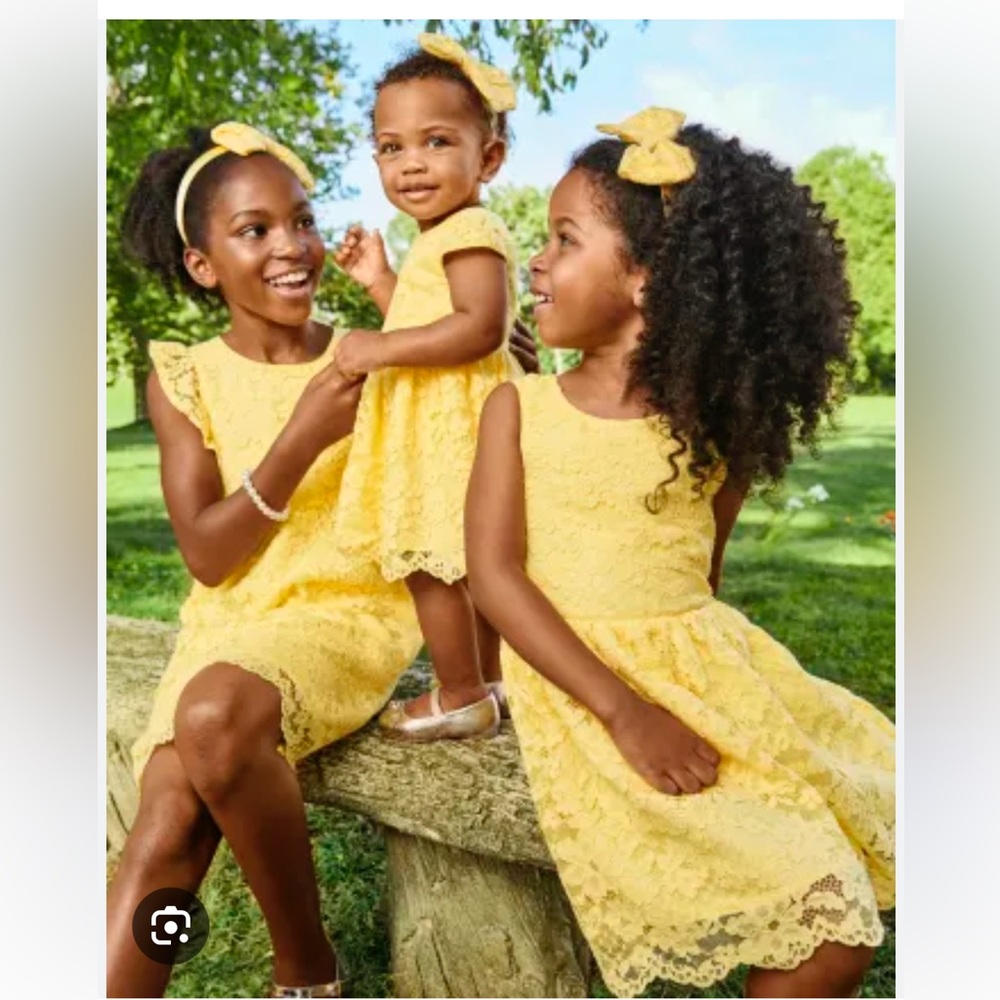 Children’s Place Girls Charming Yellow Lace Dress Sz 12